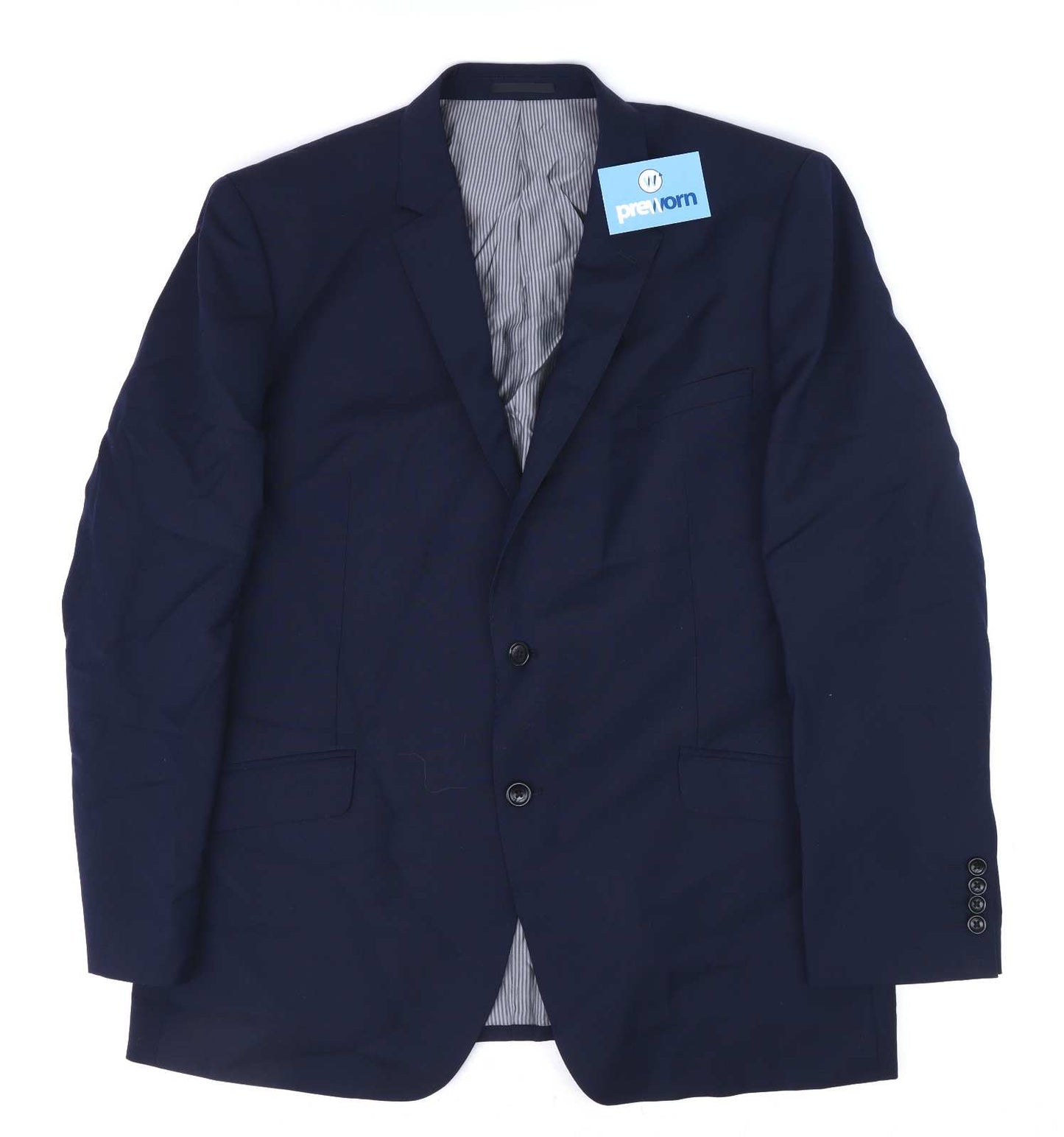 Samuel Slater Mens Wool Blend Blue Suit Jacket 46 Chest (Regular)