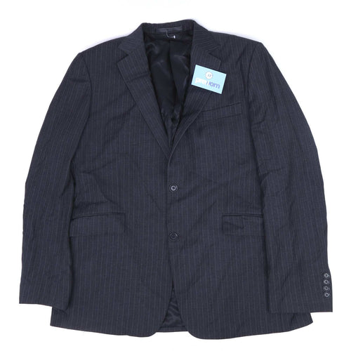 Dehavilland Mens Striped Grey Suit Jacket 44 Chest (Long)