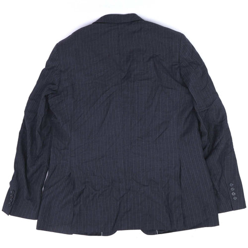 Dehavilland Mens Striped Grey Suit Jacket 44 Chest (Long)