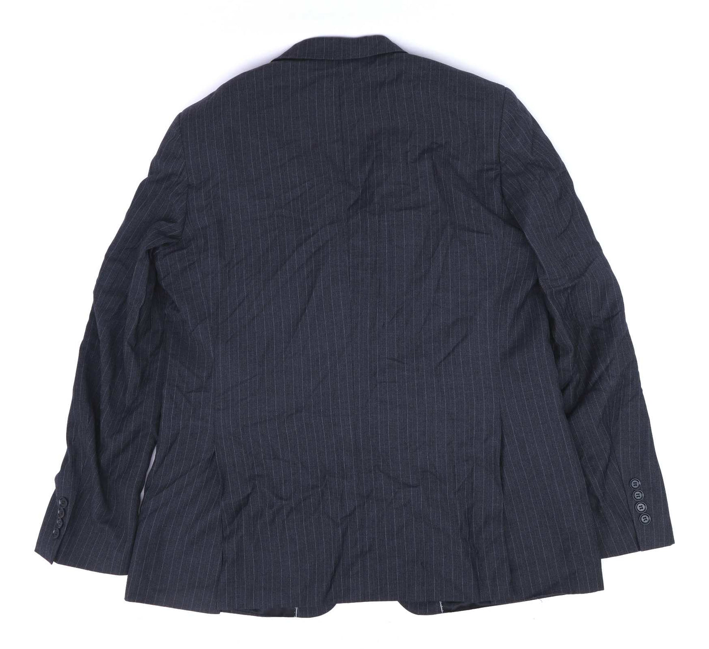 Dehavilland Mens Striped Grey Suit Jacket 44 Chest (Long)