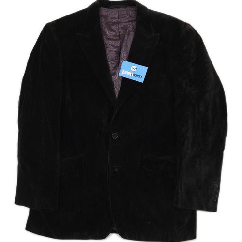 HIJKLM UVWXYZ Mens Cotton Striped Black Suit Jacket 40 Chest (Regular)