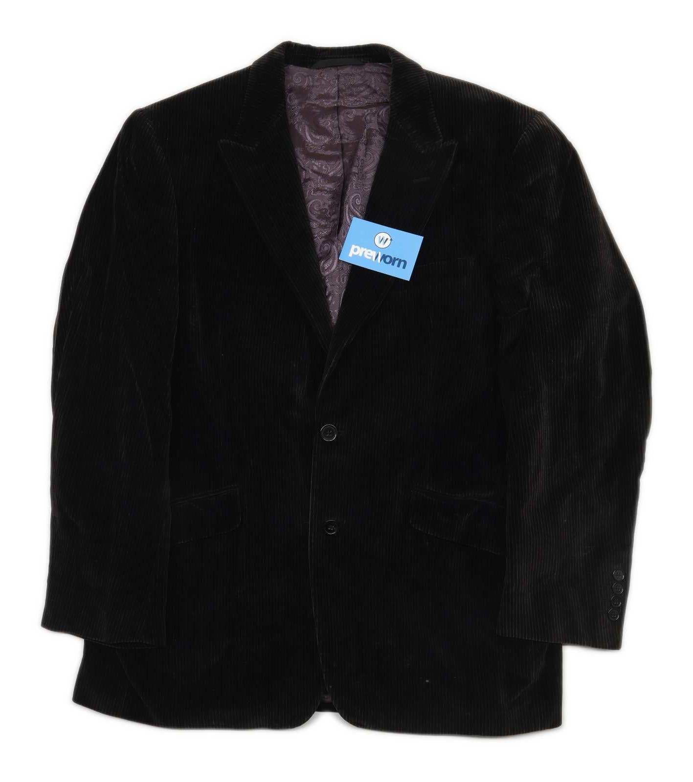 HIJKLM UVWXYZ Mens Cotton Striped Black Suit Jacket 40 Chest (Regular)