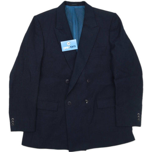 Carducci Mens Wool Blend Blue Double Breasted Suit Jacket 38 Chest (Regular)