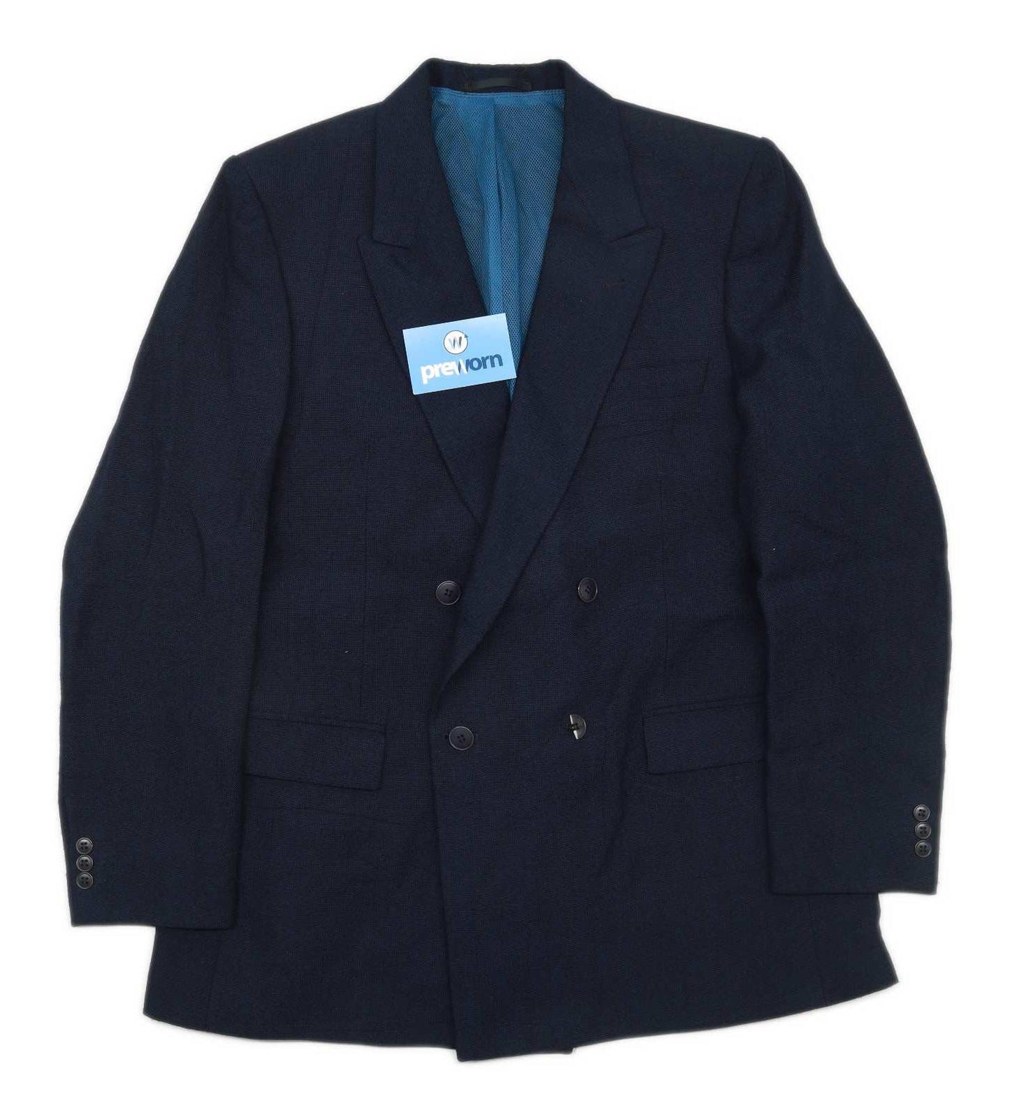 Carducci Mens Wool Blend Blue Double Breasted Suit Jacket 38 Chest (Regular)