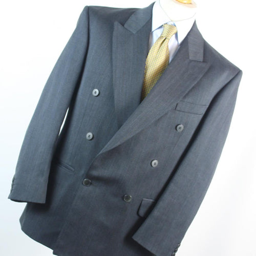 Jonathan Adams Mens Grey Striped Double Breasted Suit Jacket 40 Chest (Short)