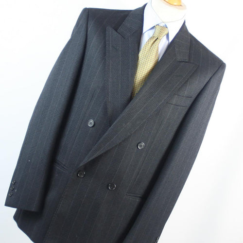 Bruno Kirches Mens Grey Geometric Double Breasted Suit Jacket 38 Chest (Regular)