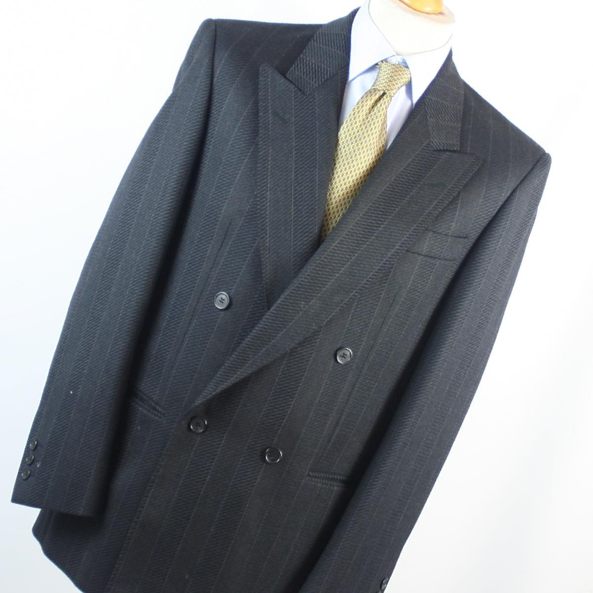 Bruno Kirches Mens Grey Geometric Double Breasted Suit Jacket 38 Chest (Regular)