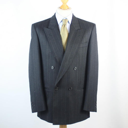 Bruno Kirches Mens Grey Geometric Double Breasted Suit Jacket 38 Chest (Regular)