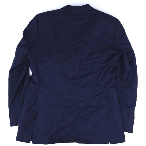 Mark Stephen Mens Wool Herringbone Blue Suit Jacket 42 Chest (Regular)