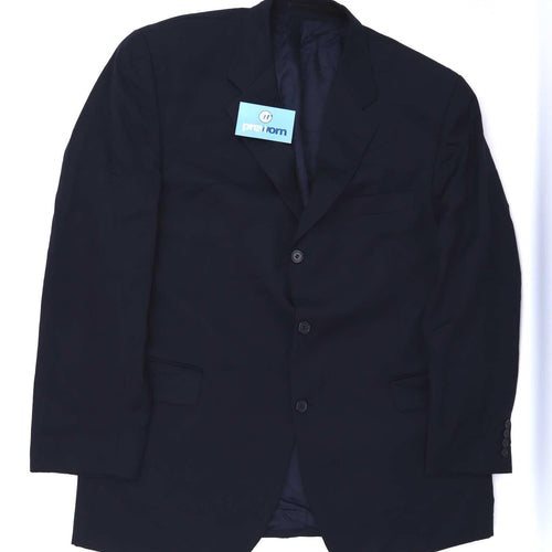 Stylemaster Mens Wool Blue Suit Jacket 46 Chest (Long)