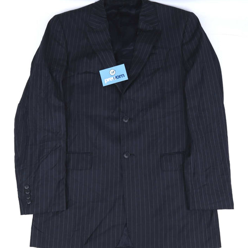 Dehavilland Mens Wool Blend Striped Grey Suit Jacket 42 Chest (Long)