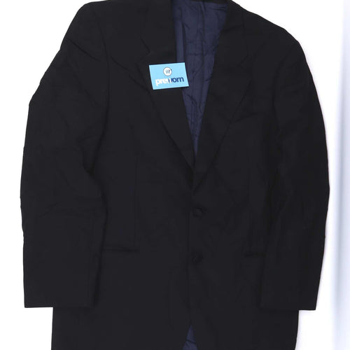 Marks & Spencer Mens Wool Blend Black Double Breasted Suit Jacket 42 Chest (Long)