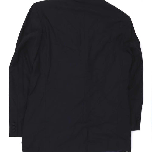 Marks & Spencer Mens Wool Blend Black Double Breasted Suit Jacket 42 Chest (Long)