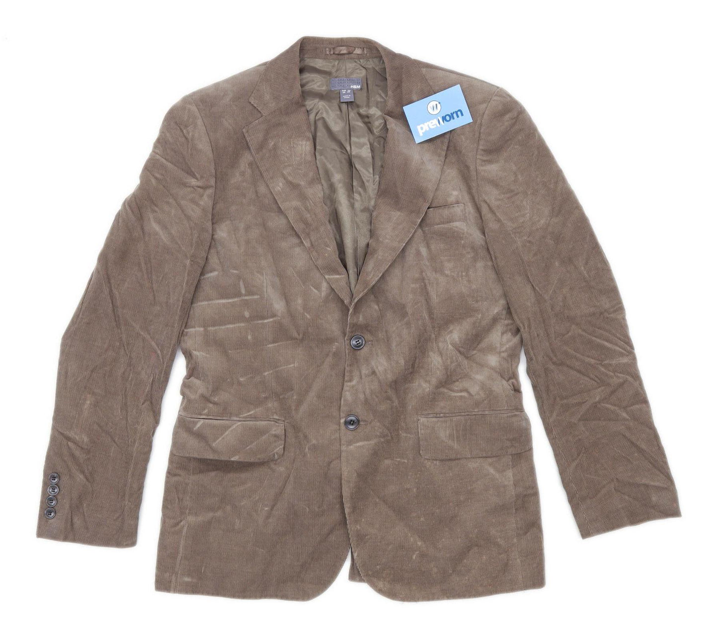 H&M Mens Corduroy Beige Suit Jacket 40 Chest (Regular)