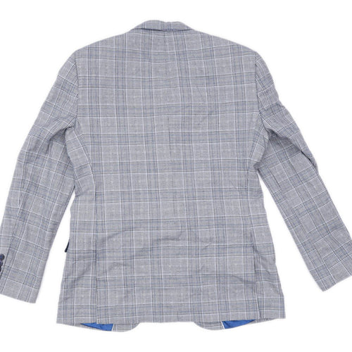 Steel & Jelly Mens Wool Blend Geometric Grey Suit Jacket 40 Chest (Regular)