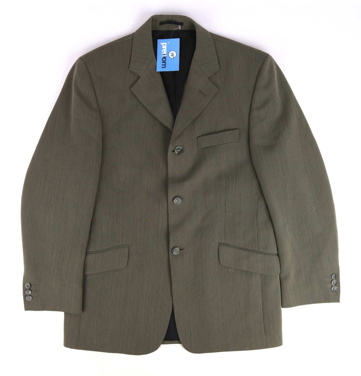 Tom Wolfe Mens Green Striped Suit Jacket 38 Chest (Regular)
