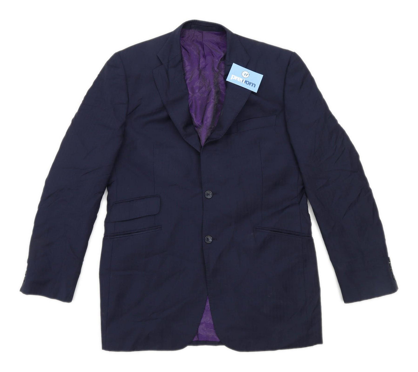 Alfred Brown Mens Wool Blue Suit Jacket 40 Chest (Long)