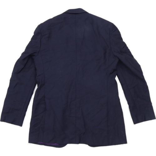 Alfred Brown Mens Wool Blue Suit Jacket 40 Chest (Long)