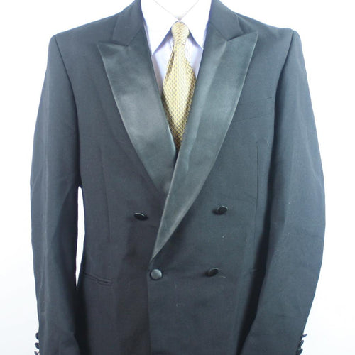 Hector James Mens Black Double Breasted Suit Jacket 42 Chest (Regular)