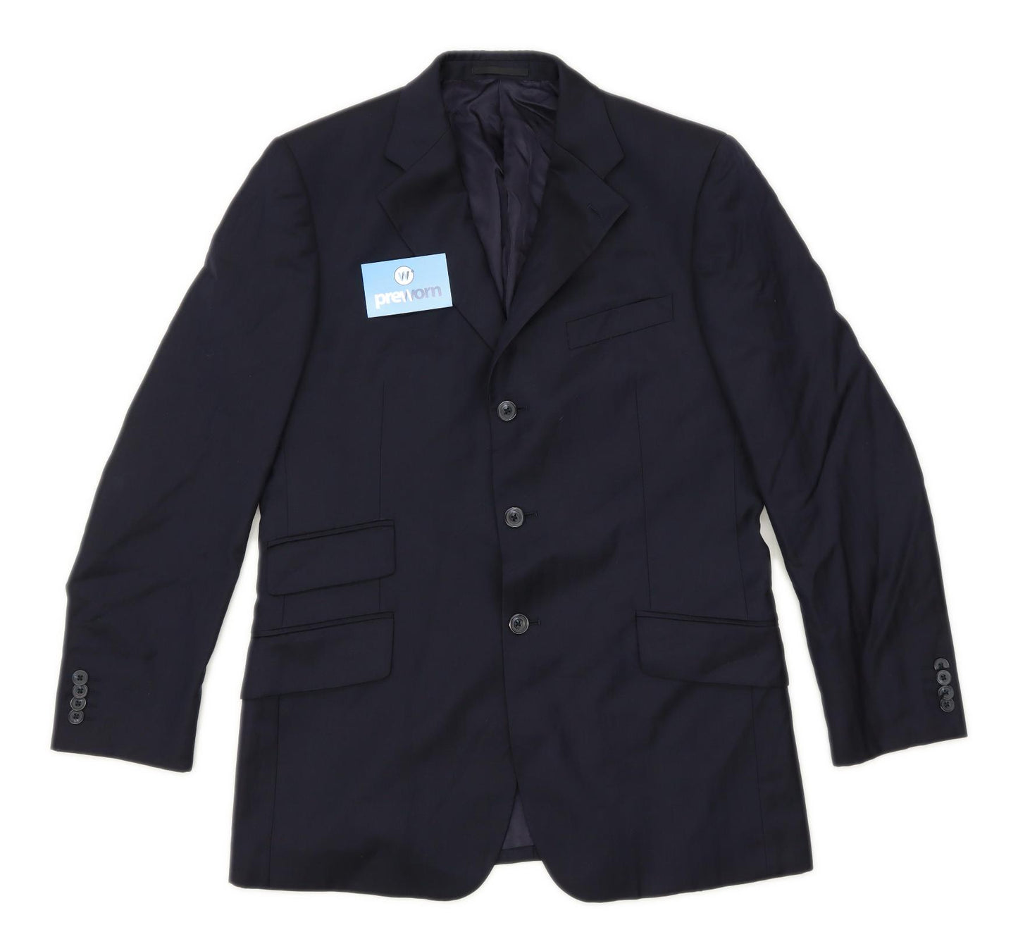 TM Lewin Mens Wool Striped Blue Suit Jacket 40 Chest (Regular)