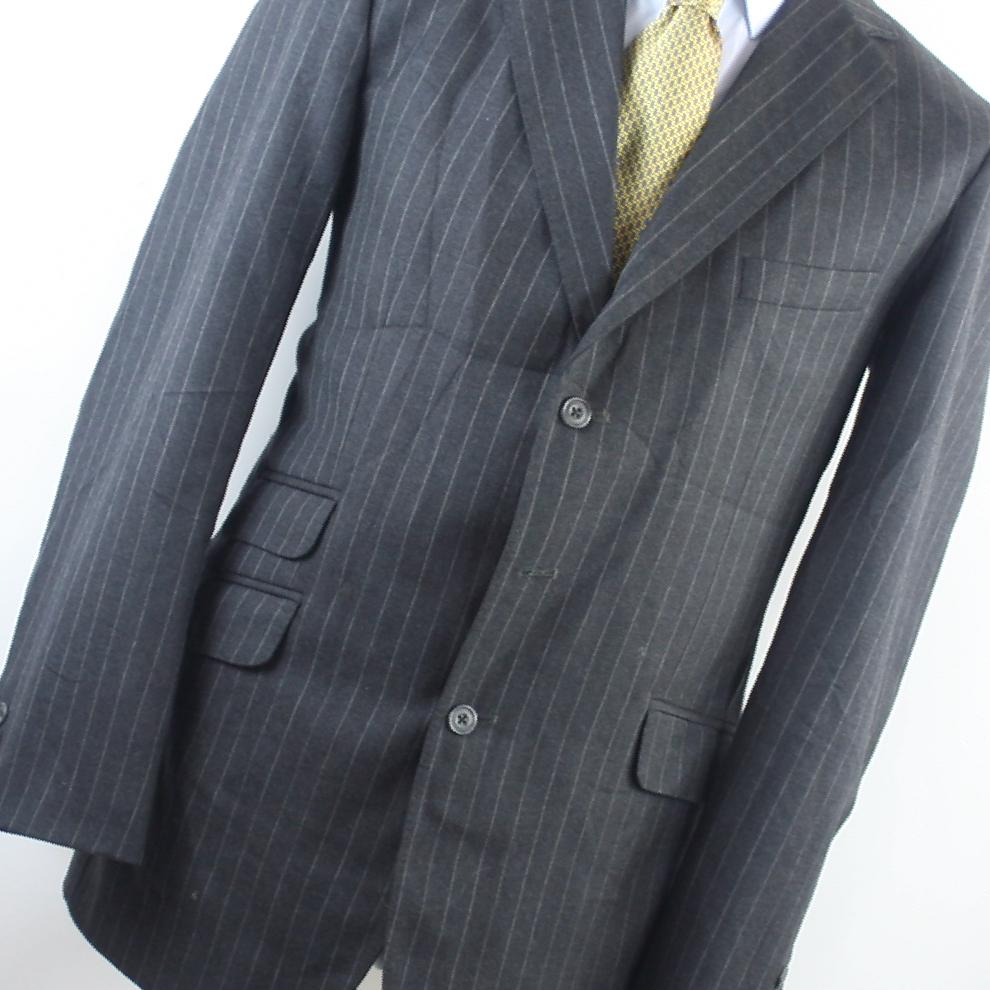 Mens Grey Suit Jacket 42 Long Kashket & Partners Wool Blend Striped
