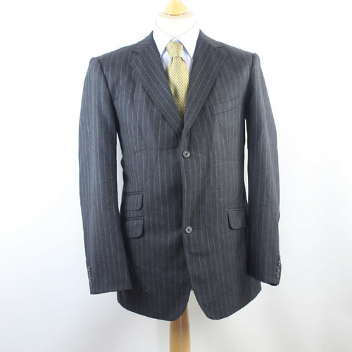 Mens Grey Suit Jacket 42 Long Kashket & Partners Wool Blend Striped