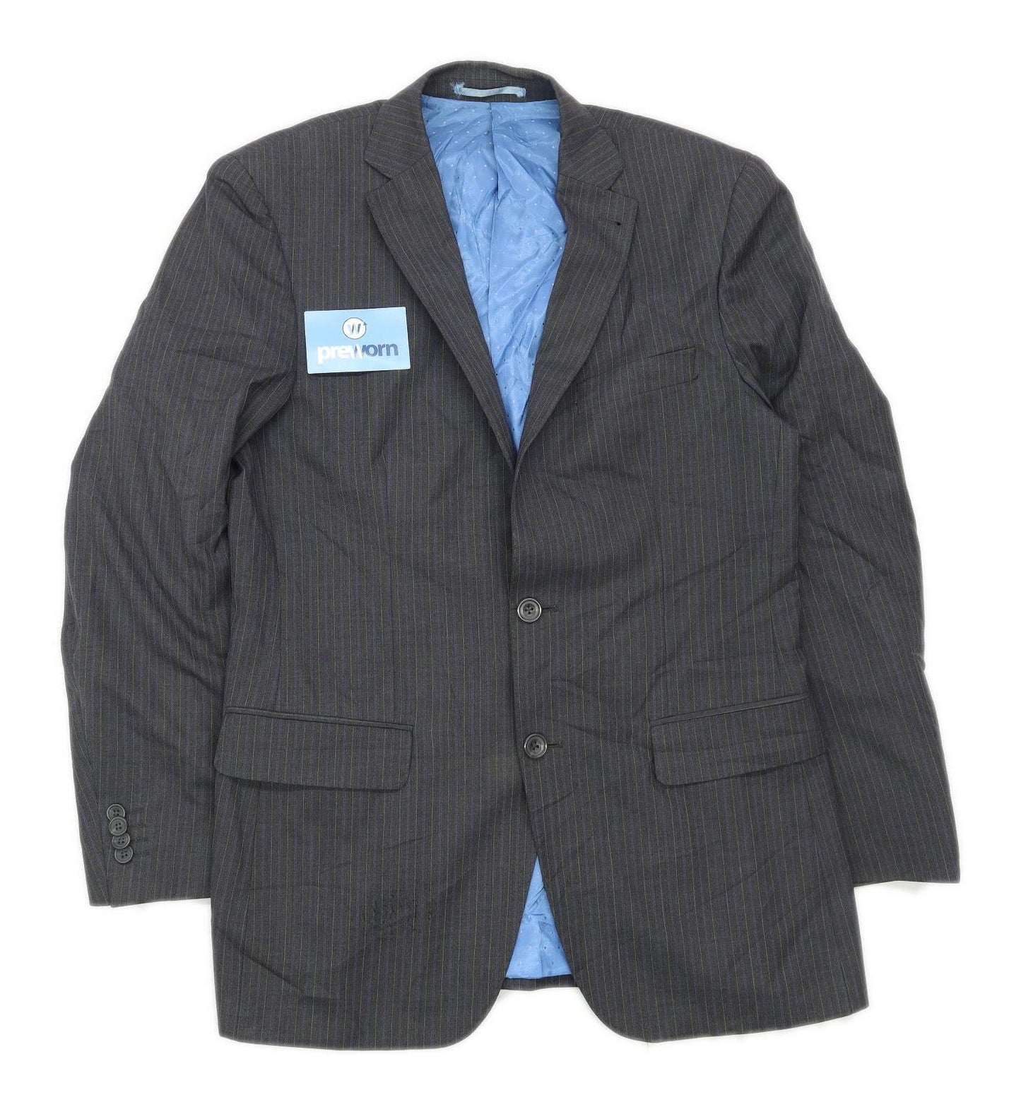 Charlie Allen Mens Striped Grey Suit Jacket 38 Chest (Regular)