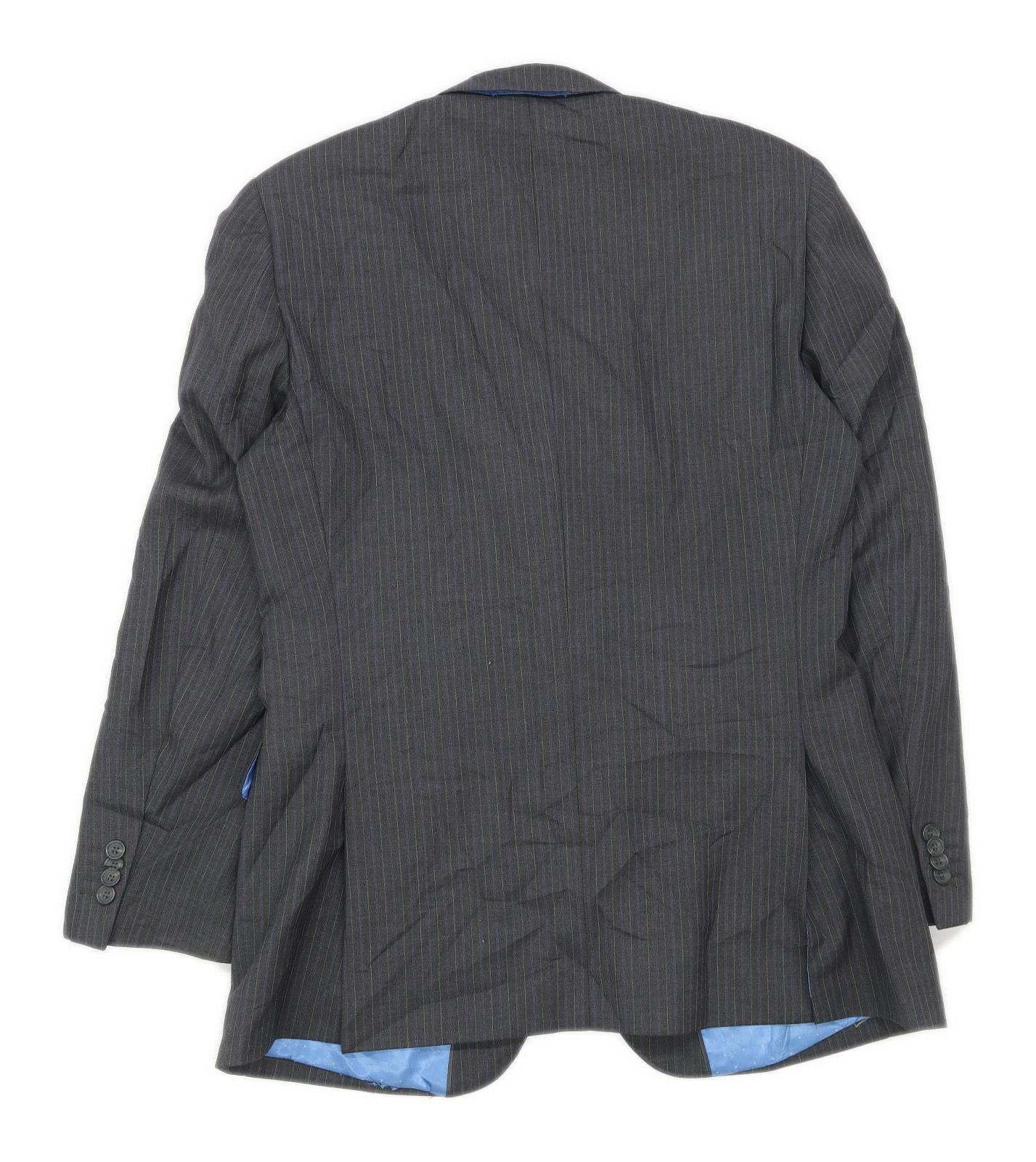 Charlie Allen Mens Striped Grey Suit Jacket 38 Chest (Regular)