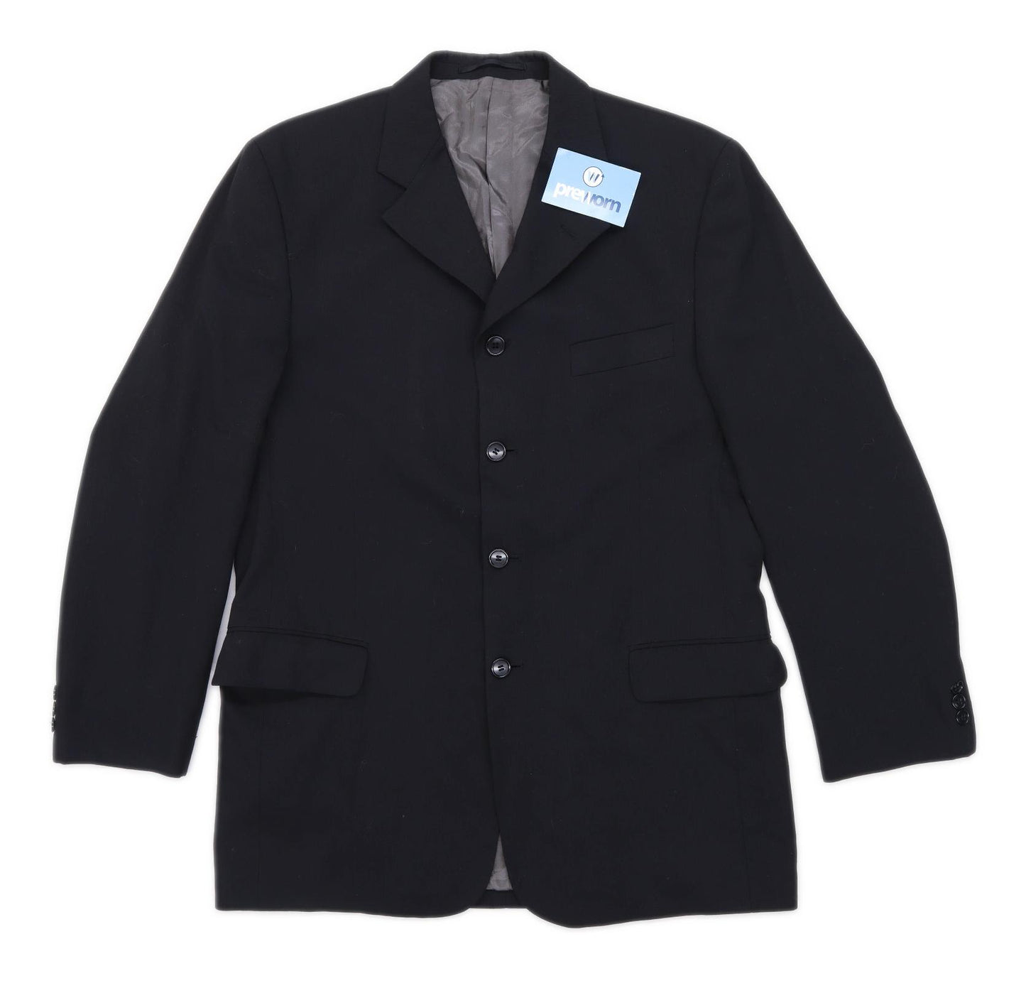 Tom Wolfe Mens Wool Blend Black Suit Jacket 40 Chest (Short)