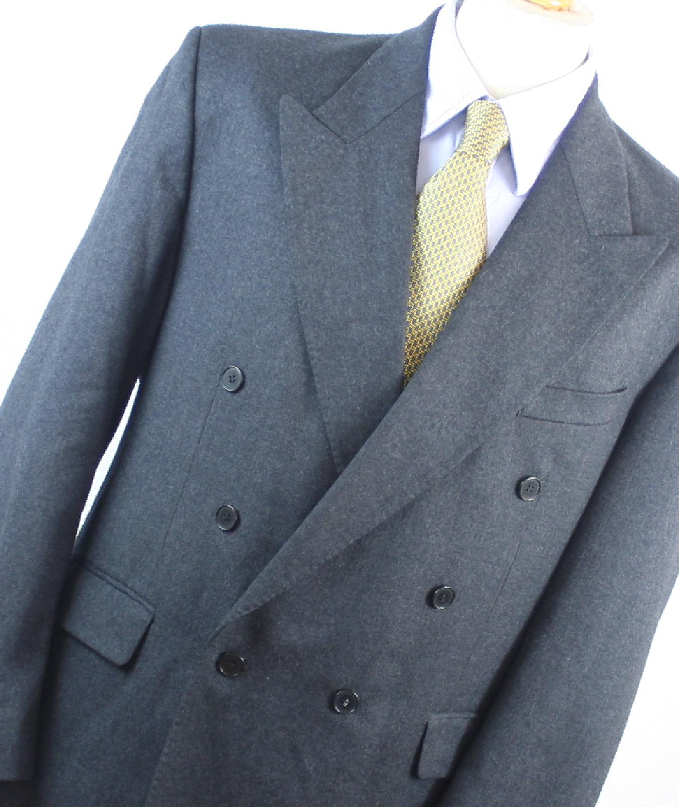 Centaur Mens Grey Wool Double Breasted Suit Jacket Size 44/Ja