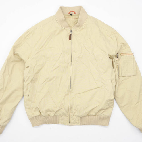 B-Stone Mens Size L Cotton Beige Bomber Jacket