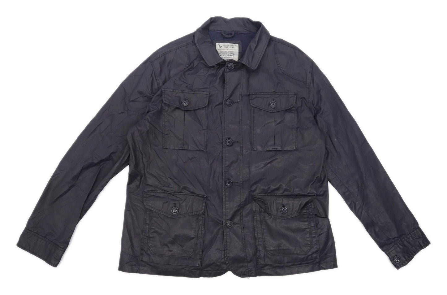 TU Mens Size L Cotton Blue Jacket