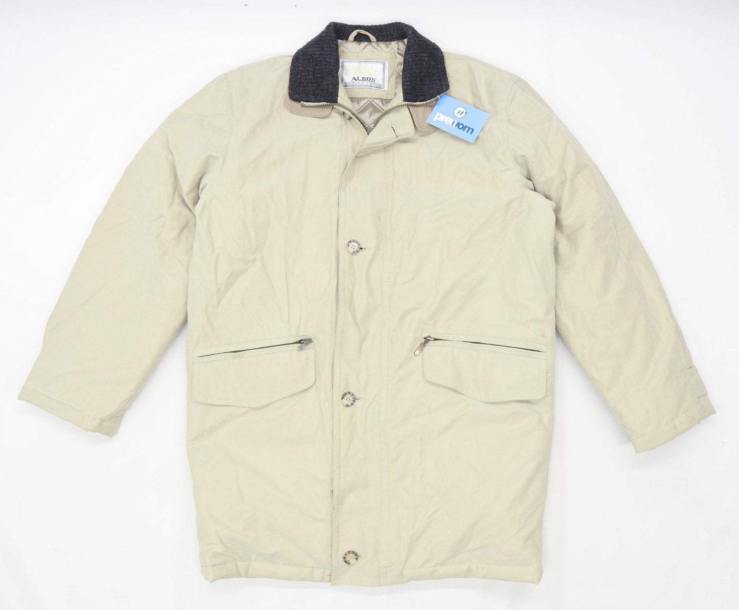 Aldon Mens Size S Cotton Blend Beige Midweight Coat