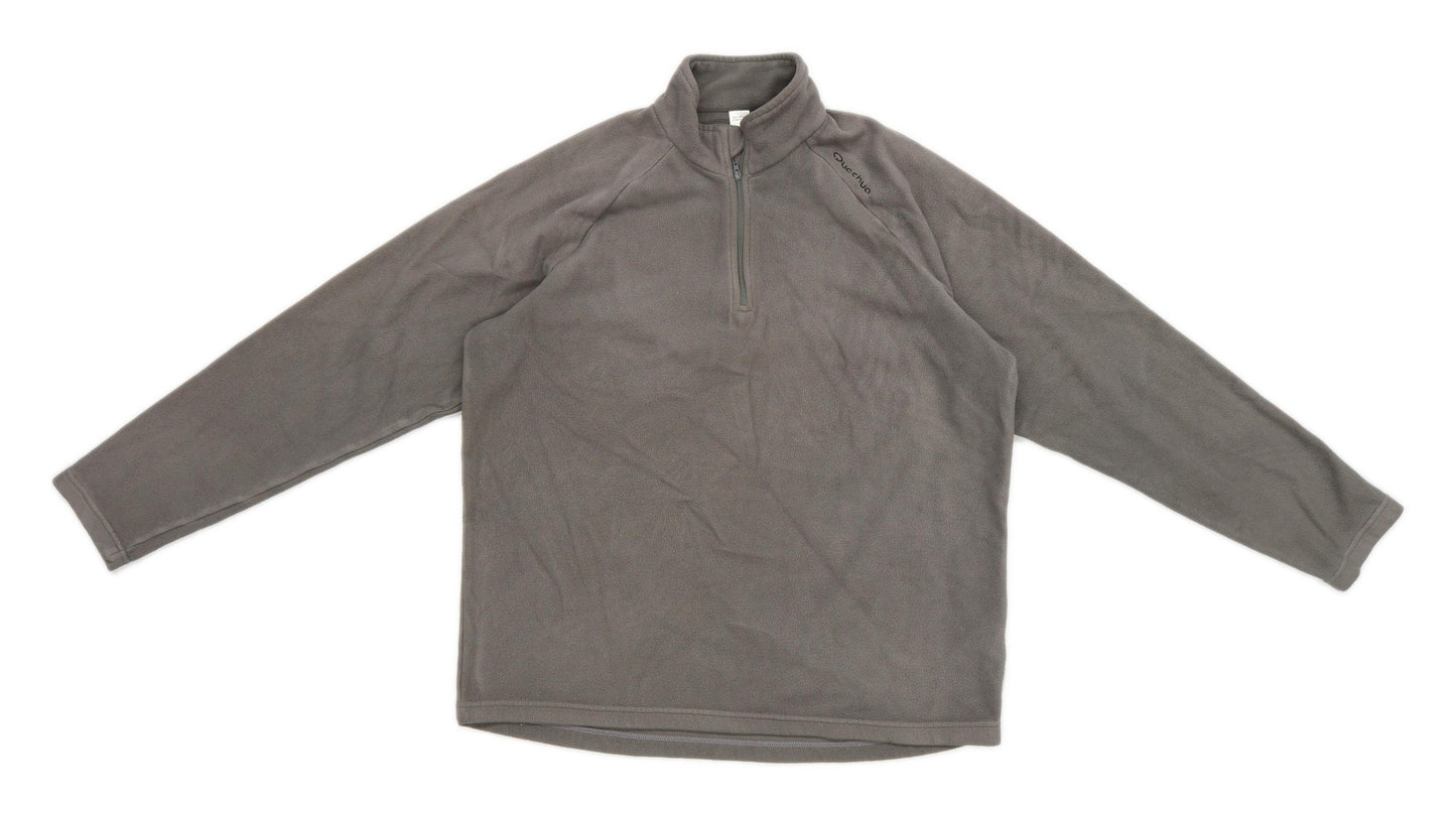 Quechua Mens Size L Fleece Grey Jacket