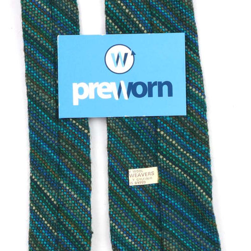 Curlew Weavers Mens Green Striped 100% Wool Classic Fit Tie