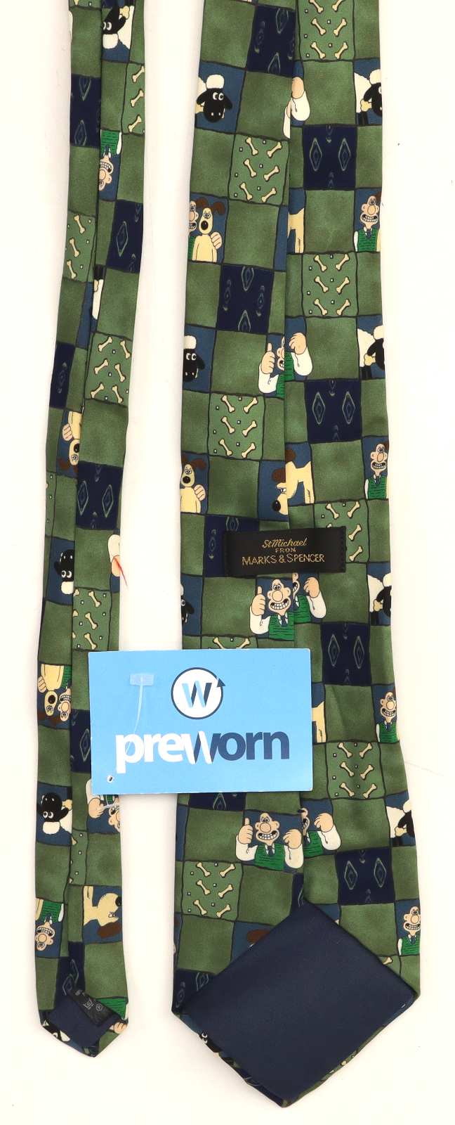Wallace Gromit St Michael Mens Green Character Wide Fit Tie