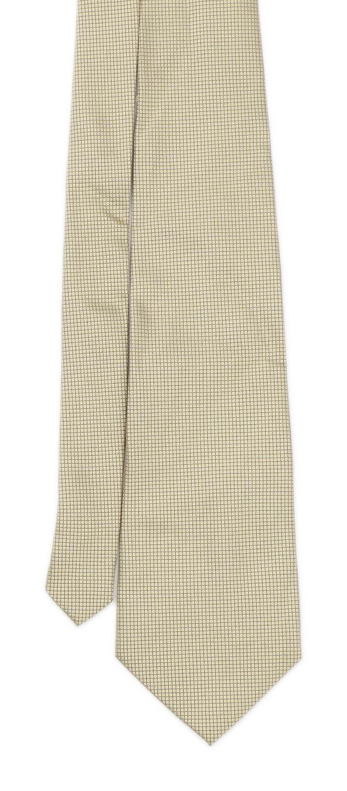 Savatini Mens Beige Check 100% Silk Extra Wide Fit Tie