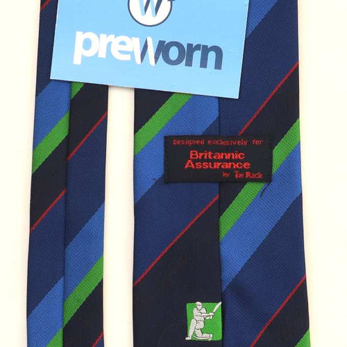 Britannic Assurance Tie Rack Mens Blue Cricket Classic Fit Tie