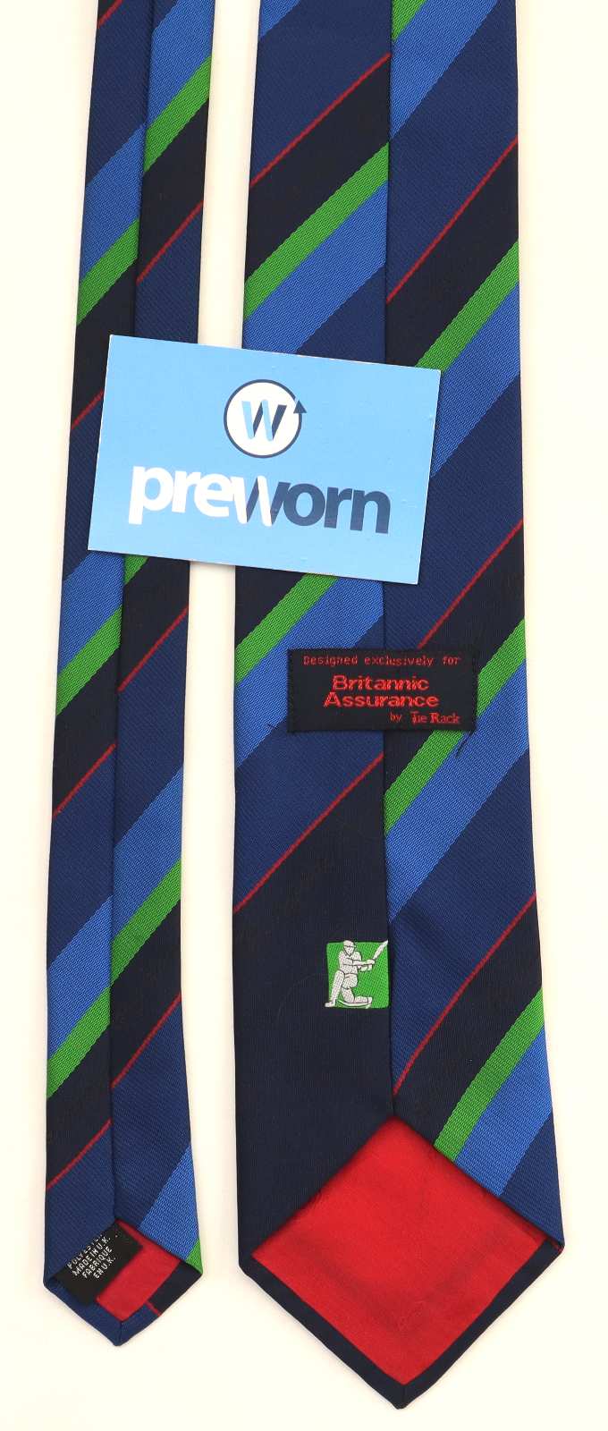 Britannic Assurance Tie Rack Mens Blue Cricket Classic Fit Tie