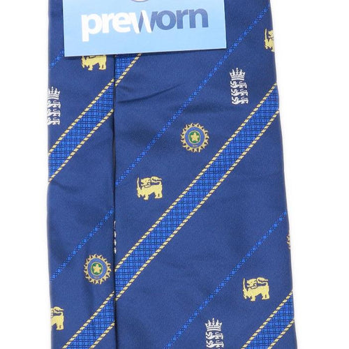 England And Wales Cricket Board Npower Test Series 2002 Preworn Mens Blue Cricket 100% Silk Wide Fit Tie