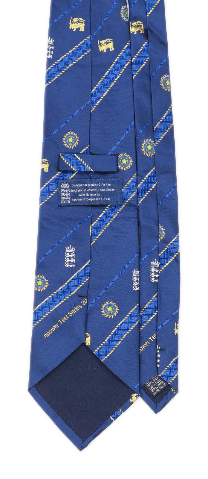 England And Wales Cricket Board Npower Test Series 2002 Preworn Mens Blue Cricket 100% Silk Wide Fit Tie