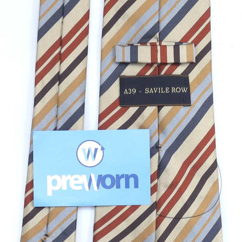 A39 Savile Row Mens Gold Striped 100% Silk Extra Wide Fit Tie