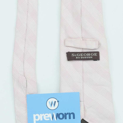 St George By Duffer Mens Pink Check 100% Silk Wide Fit Tie