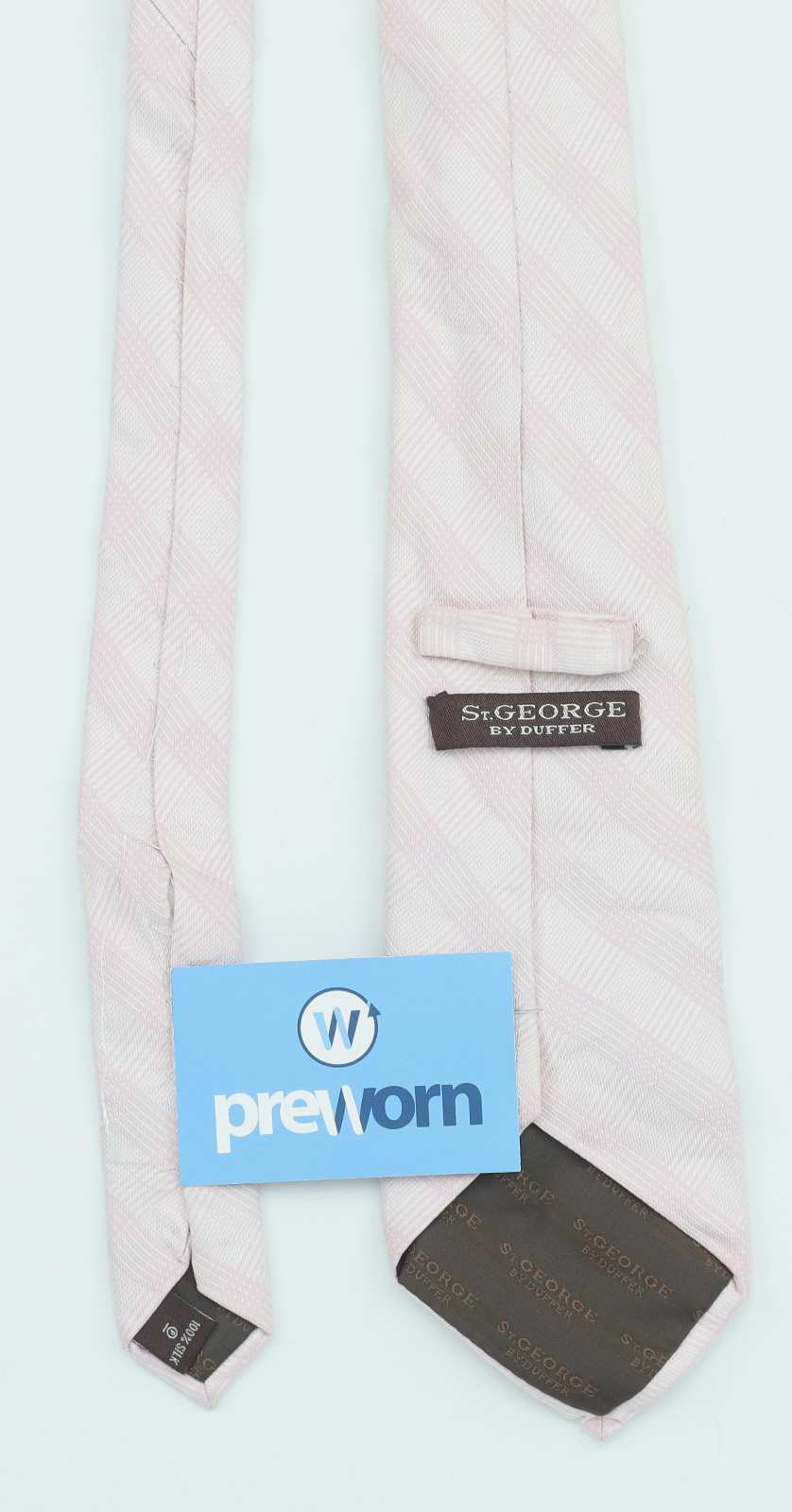 St George By Duffer Mens Pink Check 100% Silk Wide Fit Tie