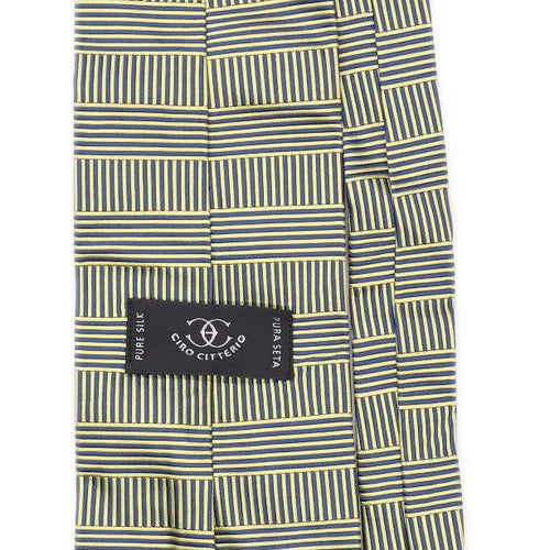 Ciro Citterio Mens Yellow Striped 100% Silk Classic Fit Tie