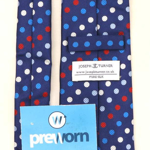 Joseph Turner Mens Blue Spotted 100% Silk Wide Fit Tie
