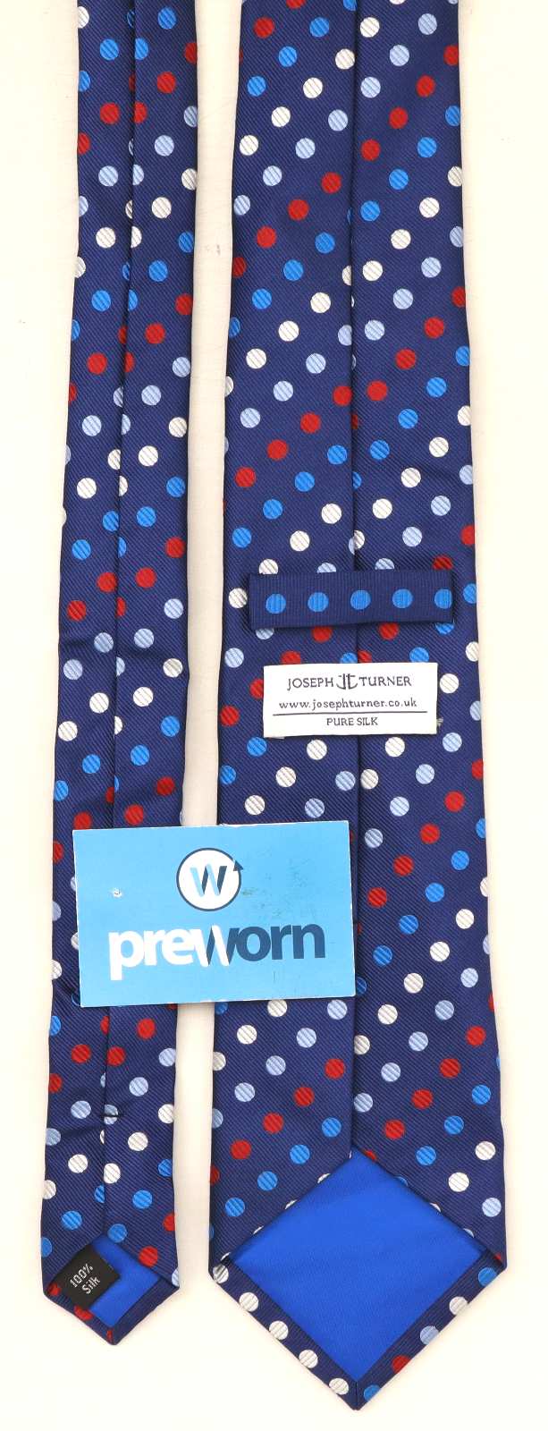 Joseph Turner Mens Blue Spotted 100% Silk Wide Fit Tie