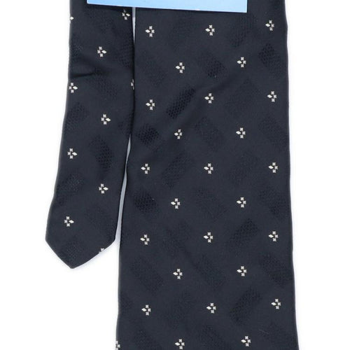 Brolly Mens Black Geometric 100% Silk Extra Wide Fit Tie