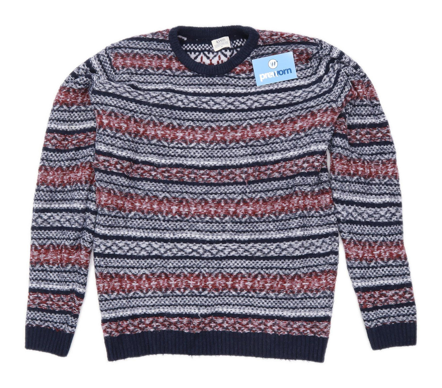 ACW85 Mens Size M Striped Multi-Coloured Jumper