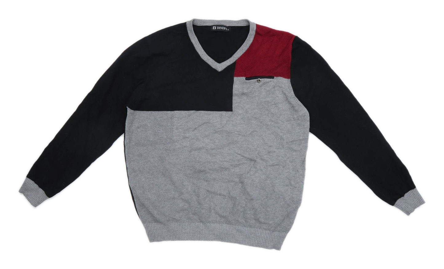 Diners Mens Size XL Patchwork Multi-Coloured Jumper